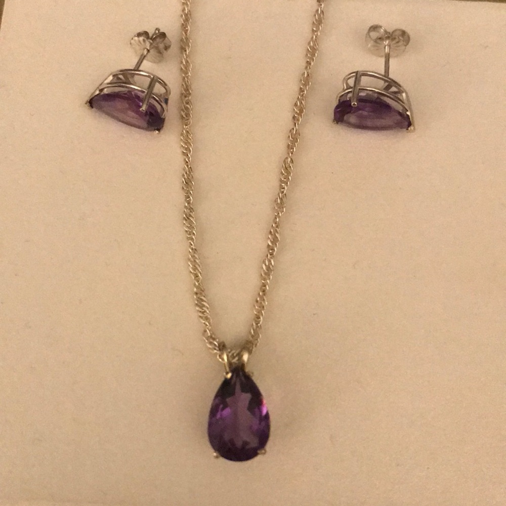 Amethyst Necklace with Matching Earrings